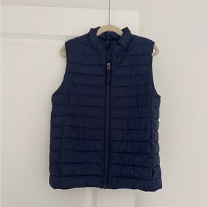 Lands End kids boys navy blue puffer sleeveless full zip vest size 8 years